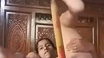 girl Masturbating With Large Ladle
