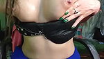 Aunty oil massage her own boobs