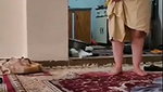 Aunty wearing dress infront of nephew