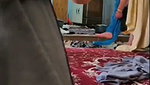Aunty wearing dress infront of nephew