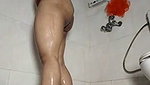 Big ass aunty taking bath  riding dilo