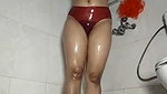 Big ass aunty taking bath  riding dilo