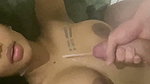 Hot girl give Blowjob  cum on her boob