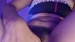 Sexy girl fingering her hairly pussy