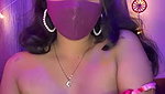 Beautiful girl showing her pussy  using purple dilo
