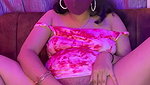 Beautiful girl showing her pussy  using purple dilo