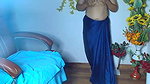 Hot bhabhi with blue saree show her boobs