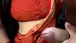 Hot housewife showing her soft boob  suck his husband cock