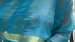 Beautiful girl show her boobs in blue saree