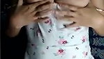 Beautiful girl showing her boob  pressing