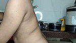 Bhabhi working naked in kitchen