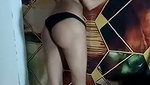 Sexy slim girl showing her slim boob  dancing