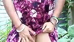 Beautiful aunty showing pussy outside of house