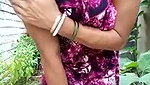 Beautiful aunty showing pussy outside of house