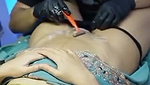 Beautiful Mumbai girl clean the hair of pussy to make tattoo