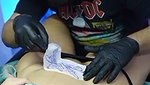 Beautiful Mumbai girl clean the hair of pussy to make tattoo