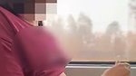 Monika showing her boob inside running train
