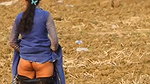 Sexy girl showing her ass while pissing outdoor