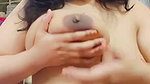 Desi Chubby babe writing with lipstick on titties