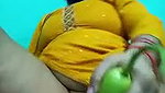 Aunty destroying her pussy  boob pressing