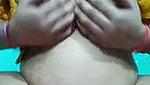 Aunty destroying her pussy  boob pressing