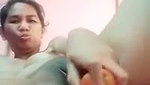 Aunty drilling her pussy with carrot