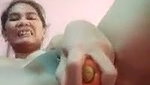 Aunty drilling her pussy with carrot