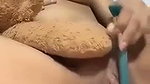 Beautiful cute girl inserting pen inside her pussy