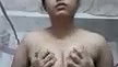 Hot girl pressing her boob  show hairy pussy