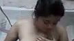 Hot girl pressing her boob  show hairy pussy