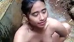Nepali aunty taking shower outdoor