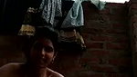 Beautiful hot bhabhi taking bath outdoor  showing