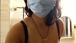 Aunty showing her boob inside bathroom