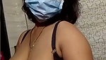 Aunty showing her boob inside bathroom