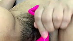 aunty showing her hairly pussy  rubing with pink dilo