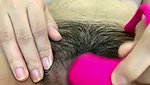 aunty showing her hairly pussy  rubing with pink dilo
