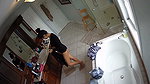 Beautiful girl after bath wearing dress in hotel room