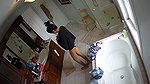 Beautiful girl after bath wearing dress in hotel room