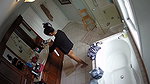 Beautiful girl after bath wearing dress in hotel room