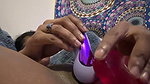 Hot girl inserting red dilo