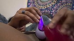 Hot girl inserting red dilo
