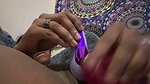 Hot girl inserting red dilo