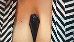 Bhabhi inserting dildo between two huge boob