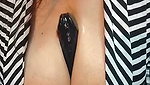Bhabhi inserting dildo between two huge boob