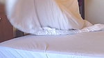 Hotel staff arranging bed  bhabhi wearing dress