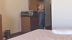 Hotel staff arranging bed  bhabhi wearing dress