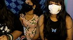 threegirl fun with young guy
