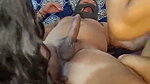 threegirl fun with young guy