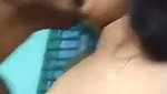 Boyfriend enjoying taste of gf boob