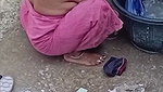 Mature aunty showing  washing cloth